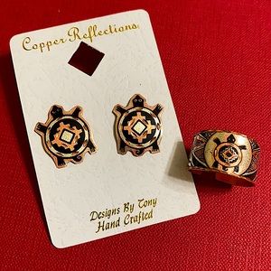 🖤NWT💕Handcrafted COPPER earrings & Ring set